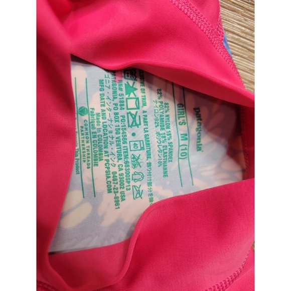 Patagonia Youth Girl Size M(10) Pink Butterfly Rash Guard Sun Protection UPF SS - Picture 5 of 8